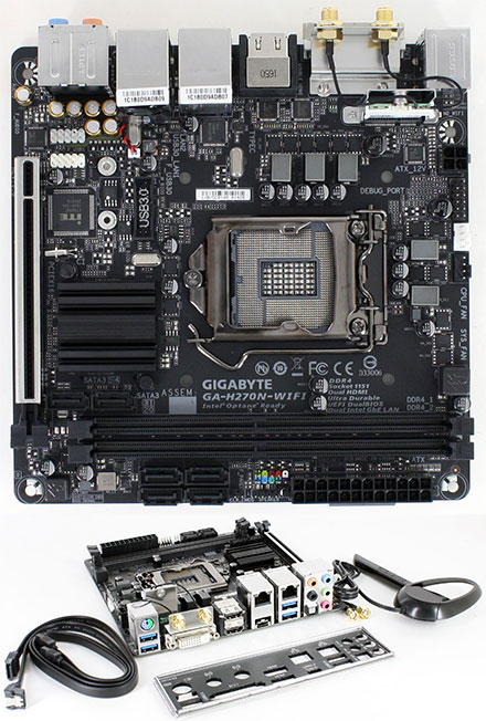 Gigabyte GA-H270N-WIFI (f�r i3, i5, i7 [Sockel LGA1151], H270 Express, 2x LAN, 2x HDMI, WLAN/BT, NVMe M.2)