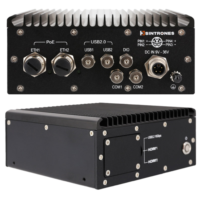 Sintrones SBOX-2624P-IP66 Waterproof Computer (AMD Ryzen R2312, 2x HDMI, 2x GbE PoE, DC-IN 9-36V)